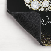 Eleganter Weißer Diamant Schwan auf schwarzem Hint Mousepad (Ecke)