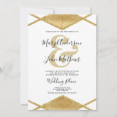 Eleganter weißer Diamantformampere und Hochzeit Einladung (Vorderseite)