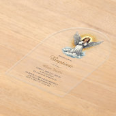 Eleganter Weißer Engel Religiöse Christliche Taufe Acryleinladungen (Ablage )