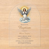 Eleganter Weißer Engel Religiöse Christliche Taufe Acryleinladungen (Vorderseite)