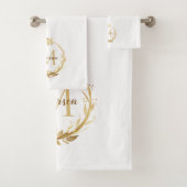 Eleganter weißer Eukalyptus-Wreath Badhandtuch Set (Insitu)