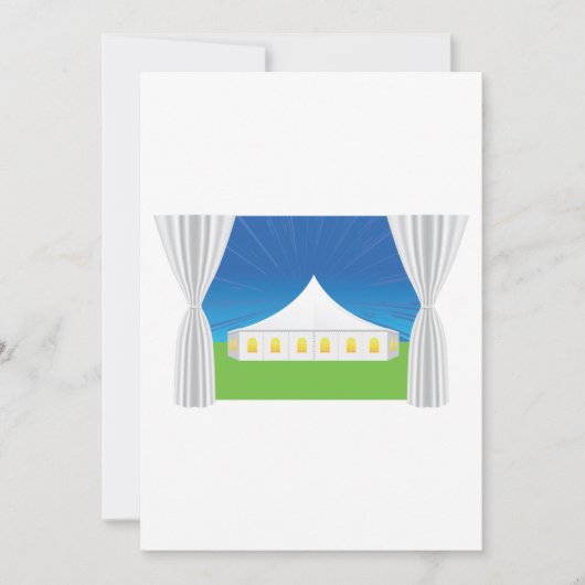 Eleganter weißer Event-Zelt mit Vorhängen Einladung (Vorderseite)