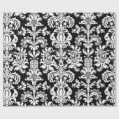 Eleganter weißer Flora Damaskus Schwarzer Hintergr Geschenkpapier (Flach)