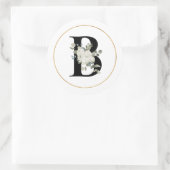 Eleganter weißer Floral Monogramm Buchstabe B auf  Runder Aufkleber (Tasche)