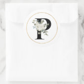 Eleganter weißer Floral Monogramm Buchstabe P auf  Runder Aufkleber (Tasche)