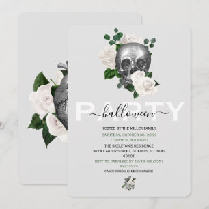 Eleganter Weißer Floral Totenkopf Erwachsener Hall Einladung