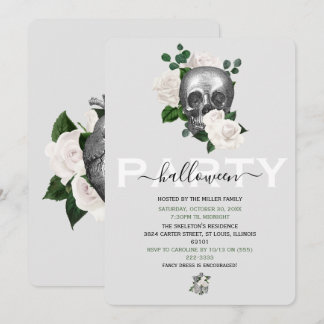 Eleganter Weißer Floral Totenkopf Erwachsener Hall Einladung