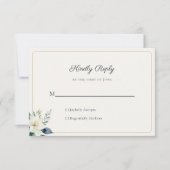 Eleganter Weißer Floraler Grün QR Code RSVP Karte (Vorderseite)
