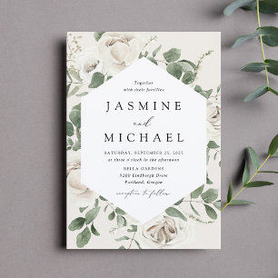 Eleganter Weißer Floraler Rahmen Hochzeit Einladung