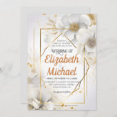 Eleganter weißer, floraler Watercolor-Hochzeitsrah Einladung (Vorne/Hinten)