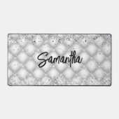 Eleganter, weißer, getufteter funkelnd Glitzer Schreibtischunterlage (Vorderseite)