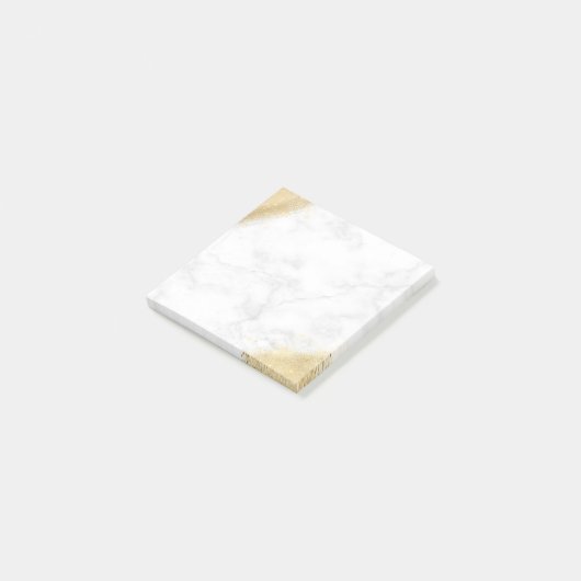 Eleganter weißer Glitzer mit minimalem Goldanteil Post-it Klebezettel (angewinkelt)