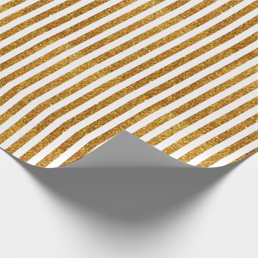 Eleganter, weißer Glitzer-Streifen Geschenkpapier (Ecke)