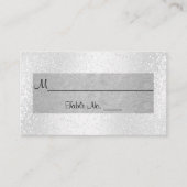 Eleganter weißer Glitzer und Silber Platzkarte (Vorderseite)