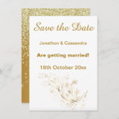 ELEGANTER WEISSER GOLD FLORAL CRYSTAL SAVE THE DAT (Vorne/Hinten)