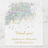 ELEGANTER WEISSER GOLD PASTEL HOLOGRAPHISCHER SPOT WEINETIKETT (Einzelnes Label)