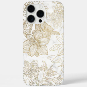 Eleganter, weißer Goldmarmor mit Blumen iPhone 16 Pro Max Hülle