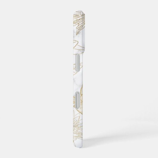 Eleganter, weißer Goldmarmor mit Blumen iPhone 16 Hülle (Rechte Seite)