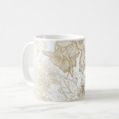 Eleganter, weißer Goldmarmor mit Blumen Kaffeetasse (Vorderseite Links)