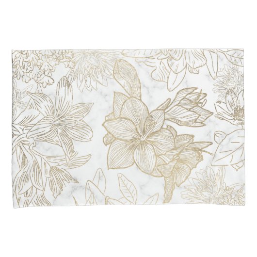 Eleganter, weißer Goldmarmor mit Blumen Kissenbezug (Vorderseite-Rechts)