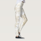 Eleganter, weißer Goldmarmor mit Blumen Leggings (Rechts)