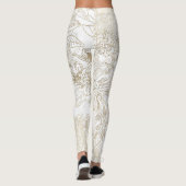 Eleganter, weißer Goldmarmor mit Blumen Leggings (Rückseite)