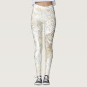 Eleganter, weißer Goldmarmor mit Blumen Leggings (Vorderseite)
