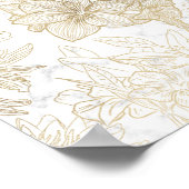 Eleganter, weißer Goldmarmor mit Blumen Poster (Ecke)