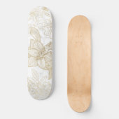 Eleganter, weißer Goldmarmor mit Blumen Skateboard (Vorderseite)