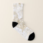 Eleganter, weißer Goldmarmor mit Blumen Socken (Links - Innen)
