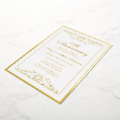 Eleganter weißer Goldwirl 50. Hochzeitstag Folieneinladung (Gedreht)