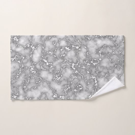 Eleganter weißer grauer Marmor Badhandtuch Set (Handtuch)