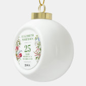 Eleganter, weißer grüner Botanischer Anniversar Keramik Kugel-Ornament (Rechts)