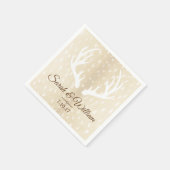 Eleganter weißer Hirschantler & Fawn Hide Print Serviette (Ecke)