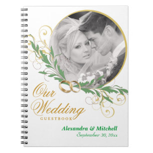 Eleganter weißer HochzeitGuestbook mit Notizblock