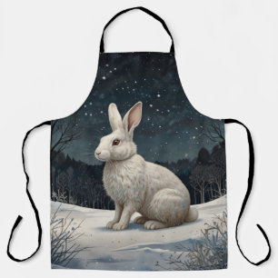 Eleganter weißer Kaninchen-Weihnachts-Schneewald Schürze
