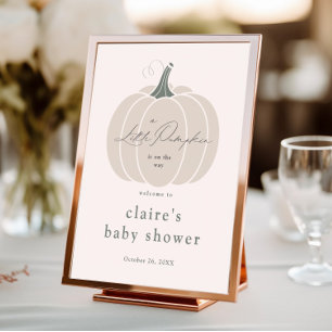 Eleganter weißer kleiner Kürbis Herbst-Baby-Party  Poster