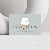 Eleganter weißer Kuchen mit floraler Torte Visitenkarte