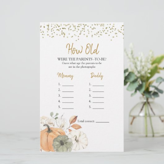 Eleganter weißer Kürbis wie alt die Eltern waren (Stehend Vorderseite)