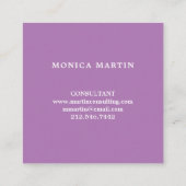 Eleganter weißer Lorbeer-Kranz auf Lavendel Quadratische Visitenkarte (Rückseite)