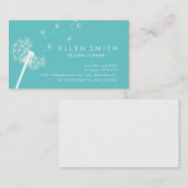 Eleganter weißer Löwenzahn auf aquamariner Visitenkarte (Vorne/Hinten)