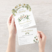 Eleganter weißer Magnolia-Kiefernwald All-in-One-Einladung (Abreißstreifen)