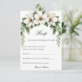 Eleganter weißer Magnolia-Kiefernwald RSVP Karte (Stehend Vorderseite)