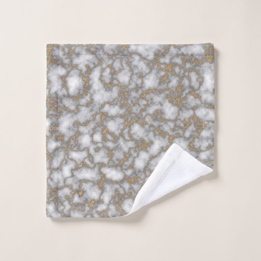 Eleganter weißer Marmor Badhandtuch Set (Waschlappen)