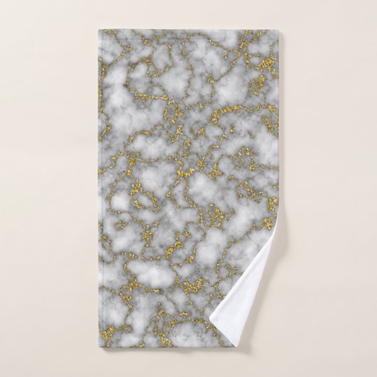 Eleganter weißer Marmor Badhandtuch Set (Handtuch)