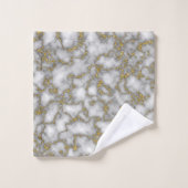 Eleganter weißer Marmor Badhandtuch Set (Waschlappen)