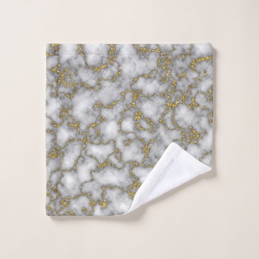 Eleganter weißer Marmor Badhandtuch Set (Waschlappen)