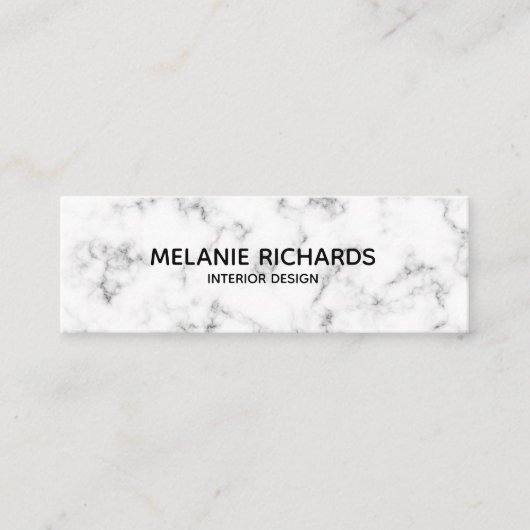 Eleganter weißer Marmor beruflich Mini Visitenkarte (Vorderseite)