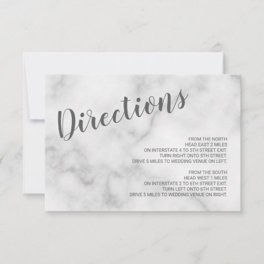 Eleganter weißer Marmor Details zur Hochzeit Einladung (Vorderseite)