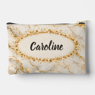 Eleganter weißer Marmor Gold Zubehörtasche
